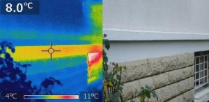 Thermographie infrarouge d'un pont thermique de liaison mur / plancher