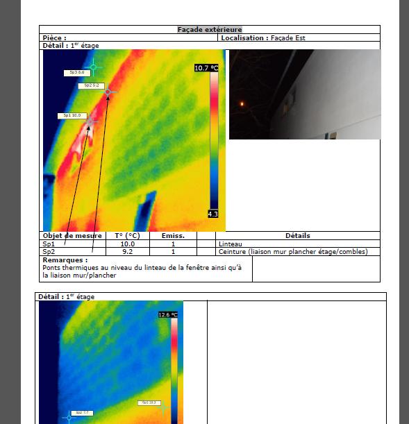 Extrait d'un rapport d'un audit en thermographie infrarouge