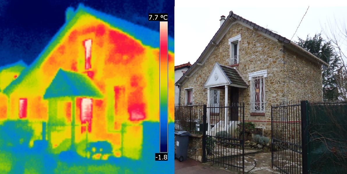 Thermographie infrarouge d'une maison individuelle